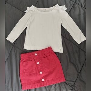 Crewcuts Carters Mixed Set 3T Skirt & LS White Top with Bows Salmon White Spring
